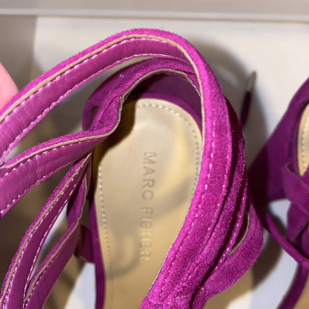 Marc Fisher Fuchsia Ankle-Tie Block Heel Suede He… - image 7